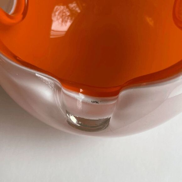 1950s Mid-Century Modern Orange Murano Art Glass Bowl - Picture 4 of 10